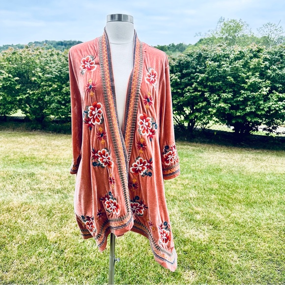 Time for Me Velvet Floral Plus Size Kimono Duster Sz 1X Boho Babe - Picture 1 of 15